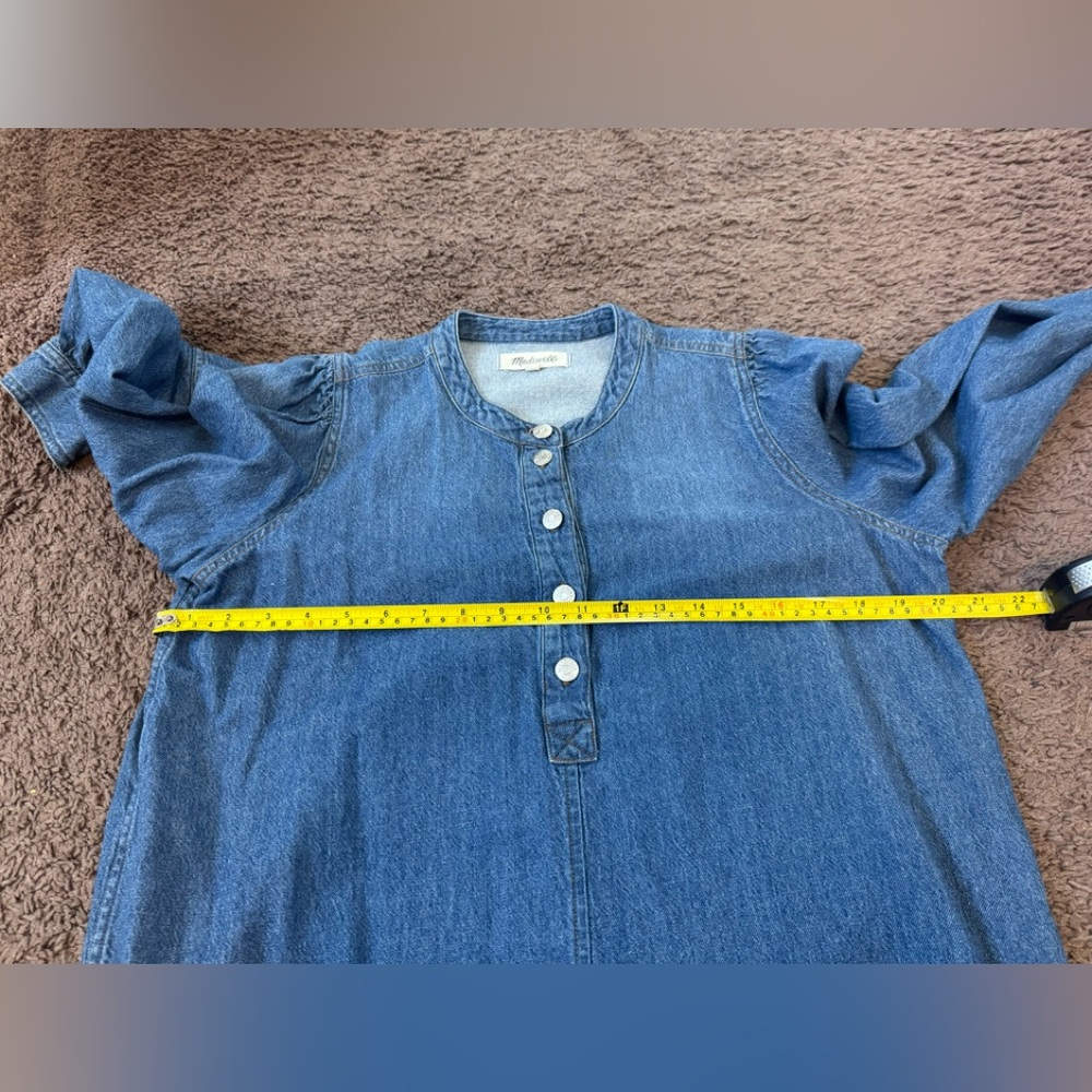 Madewell Denim Puff Sleeve Shirt Dress Long Sleeve Size M Medium $98 - Picture 9 of 10